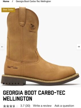 Georgia Boot Tan Pull-On Leather Work Boot